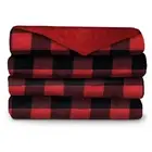 Sunbeam 50 Inch x 60 Inch Microplush Heated Throw Blanket in Red Plaid