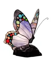 [G&G Bros] Spotted Butterfly Tiffany Table Lamp Purple