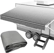 AcbbMNS 14FT RV Awning Fabric Replacement, Heavy Duty Weatherproof PVC Vinyl Outdoor Canopy for Camper Trailer Motorhome Awnings, Gray Fade
