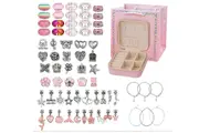 66Pcs Charm Bracelet Making Kit Unicorns Beads Jewelry Girls Arts Crafts Gifts Set-Pink
