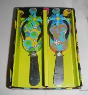 Mud Pie Brand Flip Flop Sandals Cheese Knife Spreader Set of 2