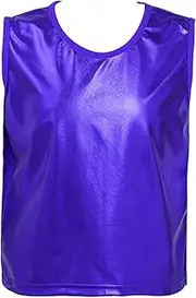 [iiniim] Kids Girls Boys Shiny Metallic Tank Tops Jazz Latin Ballet Modern Dance Fancy Vest Top Performance Party Dancewear