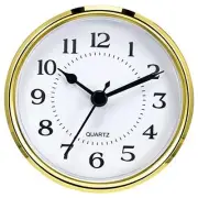 3-1/2 Inch (90 mm) Quartz Clock Fit-Up/Insert with Arabic Numeral, Gold Rim