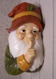 Garden Accent Gnome wall fence shed tree hanger NEW colored polyresin green +