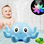 Sztxj Bleu Jouet de Bain Lumineux pour bb, Jouet d'arroseur Induction pour Enfants, Jouet de Bain LED, Jouet de Bain avec Tortue en Caoutchouc po...