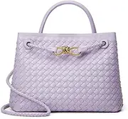 [Sumrains] Woven Bag for Women Crossbody Handbag: Vegan Leather Small Tote Purse - Trendy Shoulder Handbags and Purses - Bowknot Satchel
