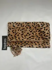 Boohoo Women’s Pony Leopard Print Fold Over Clutch Bag Pouch Wallet
