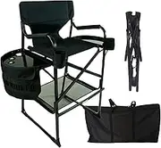 30" Height Tall Director Chair Folding Artist Makeup Chair, Portable Footrest, Camping Chair Support 600 Lbs, Suitable for Cinema Scene Garden Beach (Black)