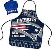 Mojo Licensing New England Patriots Apron Chef Hat Set Full Color Universal Size Tie Back Grilling Tailgate BBQ Cooking Host, Team Color, One size