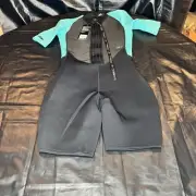 O'Neill Womens Reactor-2 2mm Back Zip Wetsuit Size 10 Teal Shorty Short Jane
