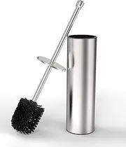 [WZKALY] Toilet Brush and Holder Set, Toilet Bowl Brush for Bathroom with Long Handle, Stainless Steel Toilet Cleaner Brush with Durable Scrubbing Bristles,Splash-Proof (Brushed Nickel