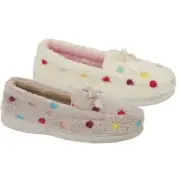 Womens Loafer Ladies Faux Towelling Memory Foam Moccasin Style Bow Trim Slippers