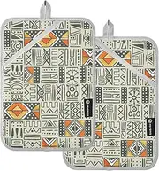 Pot Holders for Kitchen Heat Resistant Colorful Vintage Boho Floral Patterns Potholders with Pocket Hot Pan Holders for Kitchen Oven Mitts 2 Pack