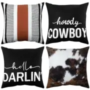 Set of 4 Western Pillow Covers Cowhide Throw Pillows Cases18 x 18 Inch