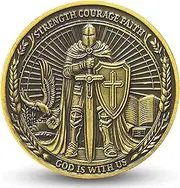 Christian Challenge Coin - Inspirational Faith Coin with Strength, Courage & Courageous Bible Verse - 1.57 inch Motivational Token