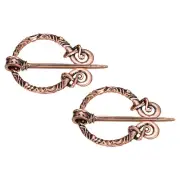 2pcs Vintage Brooch Cloak Pin, Penannular Brooch Cloak Clasp Scarf(Copper)