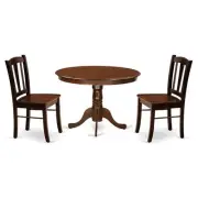 East West Furniture Hartland 3 Pieces Solid Wooden Dining Set in Mahogany