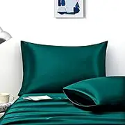 Ersmak Satin Pillowcase Standard Set of 4, 20" x 26" Ultra Soft & Silky Satin Pillow Cases for Hair and Skin, Wrinkle Fade Resistant Pillow Covers with Envelope Closure (Teal)