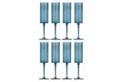 2x 4pc Ladelle Flynn Champagne Flute Glass Stemware Drinkware 24.5x5cm Blue