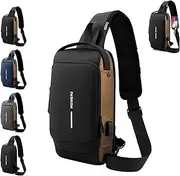 [Generic] Fashion New Carbon Fiber Streamline Anti-theft Sling Bag,Waterproof Shoulder Backpack with USB Charging,Travel Gym Chest Daypack Sports Crossbody Bag,Minimalist Casual