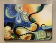 ABSTRACT ACRYLIC PAINTING ON CANVAS ORIGINAL HAND PAINTED 40x30 Inches