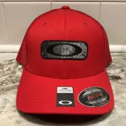 OAKLEY HOLOGRAM PATCH FLEXFIT STRETCH MENS MESH HAT CAP LIDS EXCL. RED SIZE L/XL