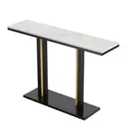 Non-permeable Console Entryway Table Sintered Stone Top Metal Frame Foyer Decor