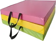 Ronyme Exercise Mat Gymnastics Mat Triple Fold with Carrying Handles Foldable Pad for Core Workouts