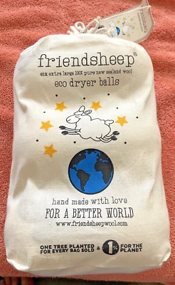 Friendsheep Eco Wool Dryer Balls. New Zealand - Set of 6 XL. New.
