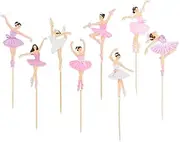 Aomhrek Ballerina Cake Topper Set, 8 PCS Personalised Cupcake Toppers for Girls, Princess Cake Toppers, Perfect for Cupcakes and Birthday Parties