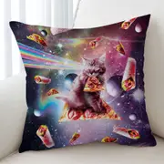 Cool Funny Outer Space Taco Burrito Pizza Cat Cushion Cover