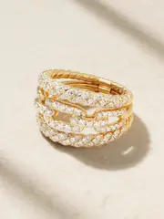 [David Yurman] David Yurman - Stax 18-karat Yellow And White Gold Diamond Ring - 7 7 Gold