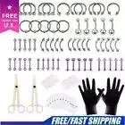 84Pcs Professional Body Piercing Tool Kit Ear Nose Navel Nipple Needles Ring NEW