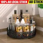 Rotating Kitchen Shelf Cupboard Spice Jars Storage Tray Rack Turntable Organiser