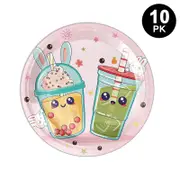 Boba Tea Theme 7 inch 17cm Plates 10PK - Kids Birthday Party Tableware