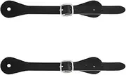 GORGECRAFT Pack of 2 Single Layer Spur Straps Black Genuine Leather Adjustable Western Cowboy Boots 7 10 (1) cm Removable Buckle Laces Ankle Shoe Strap Belt for Men and Women