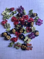 Mix of Bugs Bee Butterfly Ladybug Shank Buttons Assorted (44) Sewing Crafts