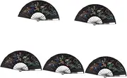 NOLITOY 5pcs Vintage Style Kung Fu Fan Portable Performance Fan Foldable Travel Essential Unique Idea
