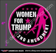 TRUMP 2020 WOMEN FOR TRUMP 2nd AMENDMENT GUNS CIRCLE DECAL STICKER