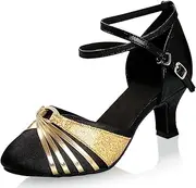 [iCKER] Women's Latin Dance Shoes Satin Ballroom Salsa Wedding Performance Dance Shoes 2.2'' Heel