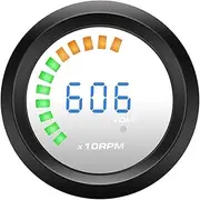 SKMWLMRAJ 52mm 2 in 1 Smoke Lens Boost Gauge Bar Psi/Vacuum/Water Temp/Oil Temp/Oil Pressure/Voltmeter/Tachometer RPM Car Gauge + Sensor Boost Meter(Tachometer)