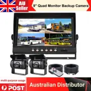 9" Quad Monitor CCD Parking Reversing Backup Camera 12-24 V For RV Truck Trailer
