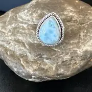 Gorgeous Blue Larimar Navajo Sterling Silver Ring Size 6 16605
