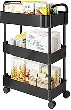 3 or 4 or 5 Tier Rolling Utility Cart with Handle - Multi-Functional Storage Trolley for Office, Living Room, Kitchen - Movable Organizer on Wheels (White)