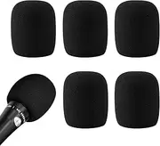 5 Pack Foam Mic Cover, Handheld Microphone Windscreen, Thick Microphone Foam Cover, Microphone Pop Foam Mic Filter For Wireless Microphones Ktv Stage Device To Reduce Wind Noises (Black)