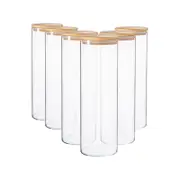 Argon Tableware Scandi Glass Storage Jars with Wooden Lids - 2 Litre - Pack of 6