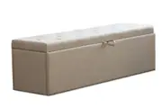 Italian Design Extra Large Ottomon Storage Box Wooden Fabric White Oak