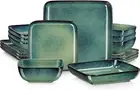 Vancasso Stern Green 6 Pieces Dinner Set- Square Reactive Glaze Tableware