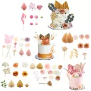 Palm Leaf Cake Topper Cake Decorations Flower Ball Cupcake Toppers for Birthday