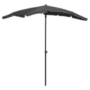 Garden Parasol with 200x130 cm Pole Sun Shade Outdoor Umbrella Anthracite